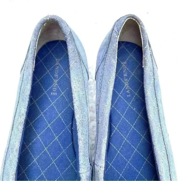 Lands End Dory Blue/Gray Suede Rounded Toe Comfort Walking Ballet Flats Size 7 - Picture 10 of 12